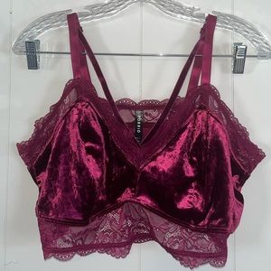 Torrid Crushed velour lace triangle bralette
